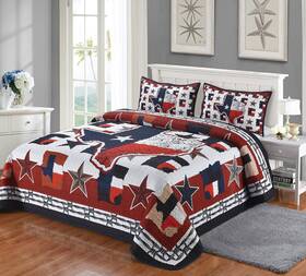 Ll Home 674956630095 Texas State Shaped Flag Lone Star Quilt Bedding Set - Size Queen 2 S