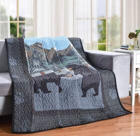 Ll Home 674956630286 What Up Bears Woodland Black Bear Friends 60 Inch X 50 Decorative Throw Quilt Bl