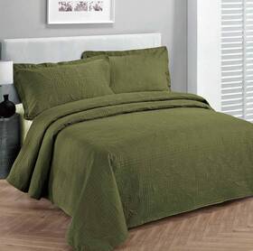Llc Inc 313028940952 Fancy Collection Luxury Bedspread Coverlet Embossed Bed Cover Solid Olive Green