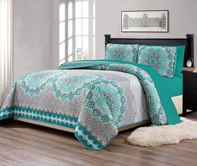 Llc Inc 313050629658 Fancy Collection 7 Pc Over Size Quilted Bedspread With Matching Sheet Set Medall