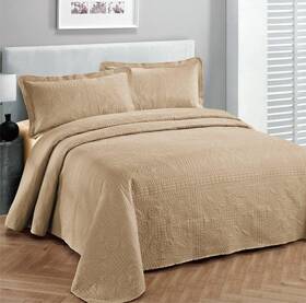 Llc Inc 445001132177 Fancy Collection Luxury Bedspread Coverlet Embossed Bed Cover Solid Taupe New Ov