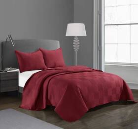 Loft Living 784857842920 Geo Blocks 2 Piece Quilt Set Red Twin Xl