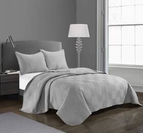 Loft Living 784857842951 Geo Blocks 3 Piece Quilt Set Grey Queen