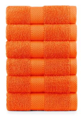 Lora 718207115440 By Terry Towels Hand Orange Set Of 6 Towel 6-pack