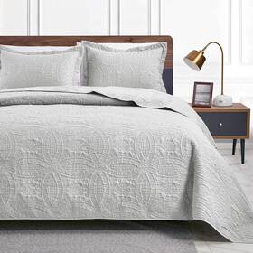 Loves Cabin 445030968938 King Size Quilt Bedding Set Light Grey Bedspreads - Bed Summer Quil