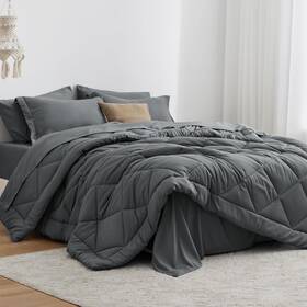 C-usa23a1pjtetgrtwxl Loves Cabin Twin Xl Comforter Set 5-piece Dark Grey All Season Bedding Soft Lightweight