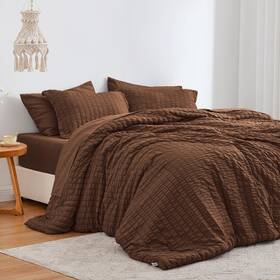 Cusa25a1pjte39ki Loves Cabin Seersucker Brown King Size Comforter Set 7 Pieces All Season Be