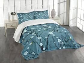 Lunarable 681775174411 Floral Bedspread Sakura Tree Branches Pale Japanese Cherry Blossom Spring Fo