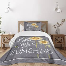 Lunarable 682096416594 You Are My Sunshine Bedspread Words On Blackboard Bees S