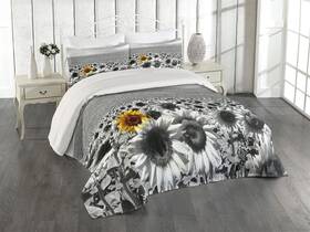 Lunarable 682099905446 Modern Coverlet Sunflower Field Black And White A Single Yellow Fl
