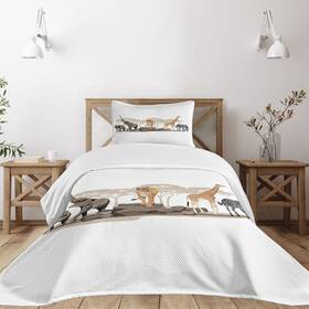 15370 Lunarable Bed Twin Savannah Bedspread Cartoon Illustration Of Wild Savannah... Fast Ship