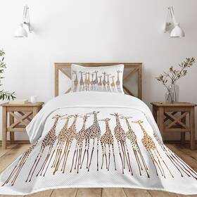 61314 Lunarable Bed Twin Savannah Bedspread Tropical Giraffes Exotic Climates Wilderness Sa