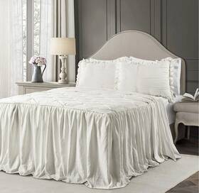 16t003725 Lush D Cor Decor Ravello Pintuck Ruffle Skirt Bedspread Lightweight 2 Piece Set Twin