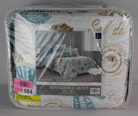 21t010225 Lush D Cor Decor Harbor Life 5 Piece Reversible Quilt Set Blue/taupe Twin/twin Xl