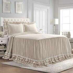 16t004762 Lush Decor Ella Vintage Chic Ruffle Lace Bedspread Neutral King