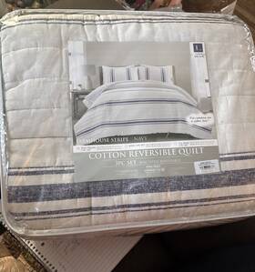16t006285 Lush Decor Farmhouse Stripe Reversible Cotton Quilt Set - 3 Piece Cozy Pinstr