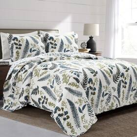 Lush Decor 194938020442 Devonia Allover Reversible Oversized 3 Piece Cotton Quilt Set King White And