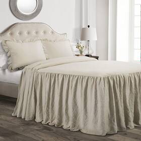 Lush Decor 194938037204 Ruffle Skirt Bedspread 3 Piece Set - Elegant Timeless And Charming Ruffles In