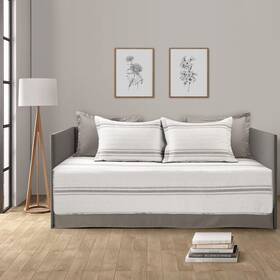 Lush Decor 194938038508 Farmhouse Stripe Cotton Daybed Cover Set 6 Piece 39 Inch W X 75 L Gray -