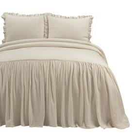 Lush Decor 194938039901 Belgian Flax Prewashed Linen Rich Cotton Blend Bedspread 3piece Set