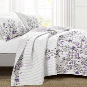 21t010288 Lush Decor Tanisha 5 Piece Quilt Set King Gray And Purple