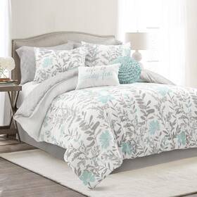 21t011099 Lush Decor Aprile Soft Reversible Floral Comforter Set 8 Piece Queen B