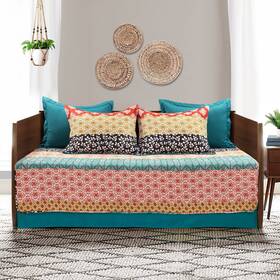 21t011110 Lush Decor Bohemian Stripe Daybed Cover Set 6 Piece 39 Inch W X 75 L Turqu