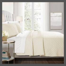 53856621 Lush Decor D Cor 3pc Full/queen Ava Diamond Oversize Cotton Quilt Set Ivory