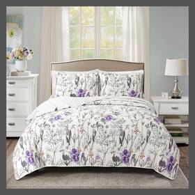 54334013 Lush Decor Full/queen 3pc Adalia Quilt Set Purple/gray - D Cor