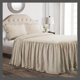 54334526 Lush Decor 3pc Full Ruffle Skirt Bedspread Set Neutral - D Cor