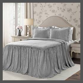 54334647 Lush Decor King 3pc Ticking Stripe Bedspread Set Black - D Cor