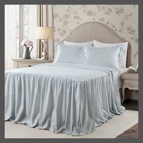54334657 Lush Decor King 3pc Ticking Stripe Bedspread Set Lake Blue - D Cor