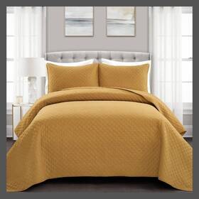 79441777 Lush Decor 3pc Full/queen Ava Diamond Oversized Cotton Quilt Set Mustard - D Cor