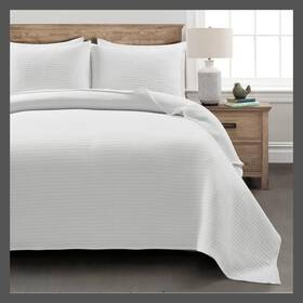 80526279 Lush Decor 3pc Full/queen Pickstitch Quilt/coverlet White - D Cor