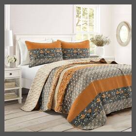 80526528 Lush Decor Full/queen 3pc Royal Empire Quilt Rust/gray -