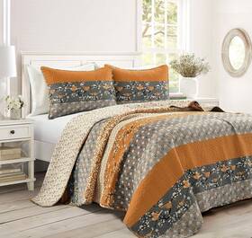 80526529 Lush Decor King 3pc Royal Empire Quilt Rust/gray - D Cor
