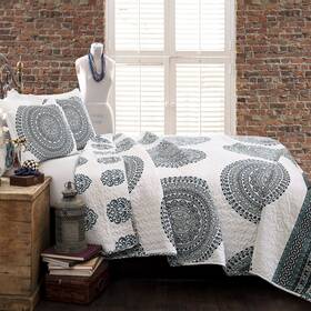 Lush Decor 848742066164 Shaila Medallion Quilt Mandala Print Reversible 3 Piece Bedding Set - King