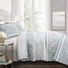 Lush Decor 848742072189 Quilt Set King Nisha 3 Piece Blue