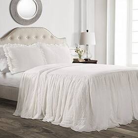 Lush Decor 848742072646 Ruffle Skirt Bedspread Set - 3 Piece Luxurious Farmhouse Bedding S