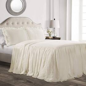 Lush Decor 848742072653 Ruffle Skirt Bedspread Set - 3 Piece Luxurious Farmhouse Bedding Elegan