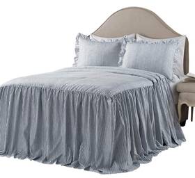 Lush Decor 848742080320 D Cor Ticking Stripe Bedspread Navy Vintage Chic Farmhouse Style Lightwe