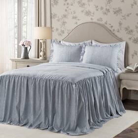 Lush Decor 848742080344 D Cor Ticking Stripe Bedspread Navy Vintage Chic Farmhouse Style Lightwe