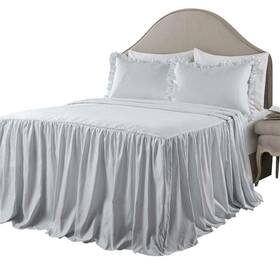 Lush Decor 848742080375 Dcor Ticking Stripe Bedspread Lake Blue Vintage Chic Farmhouse Style Lightw