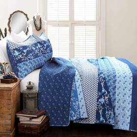 Lush Decor 848742089002 Royal Empire Reversible Cotton Quilt Set - 3 Piece Striped Bedding Bold