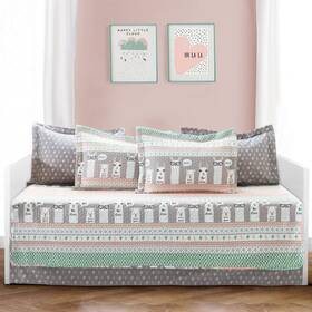 Lush Decor 848742089736 Pinkandturquoise Llama Striped 6piece Daybed Cover Bed Set