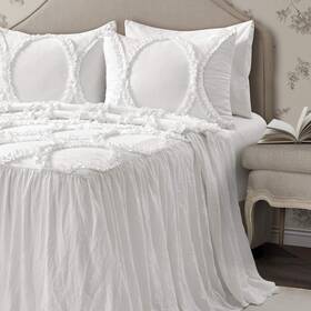 Lush Decor 848742091104 Dcor Riviera Ruffle Skirt Bedspread White Vintage Chic Farmhouse Style Ligh