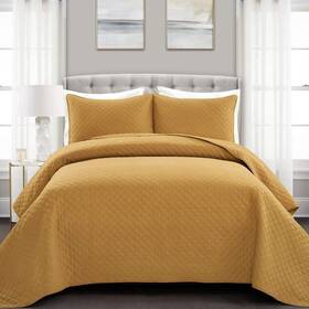 Lush Decor 848742097243 Ava Quilt Diamond Pattern Solid 3 Piece Oversized Bedding Blanket Bedspread S