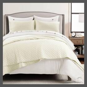 85334029 Lush Decor Full/queen Belgian Flax Linen/cotton Blend Quilt And Sham Set Ivory -