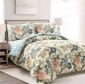 86253808 Lush Decor D Cor 3pc Sydney Cotton Duvet Cover Set Green/blue - King