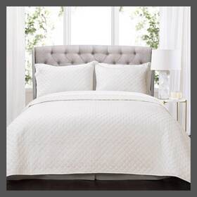 88096132 Lush Decor Quilt Setic Diamond Quilting Off-white Full/queen
